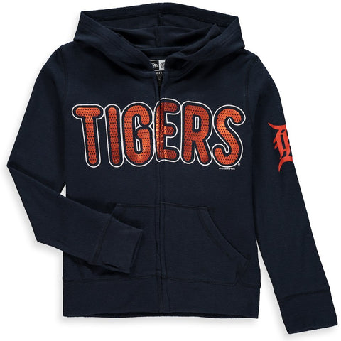 Detroit Tigers 5th & Ocean by New Era Girls Youth Brushed Sweater Knit Tri-Blend Full-Zip Hoodie