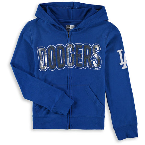 Los Angeles Dodgers 5th & Ocean by New Era Girls Youth Brushed Sweater Knit Tri-Blend Full-Zip Hoodie
