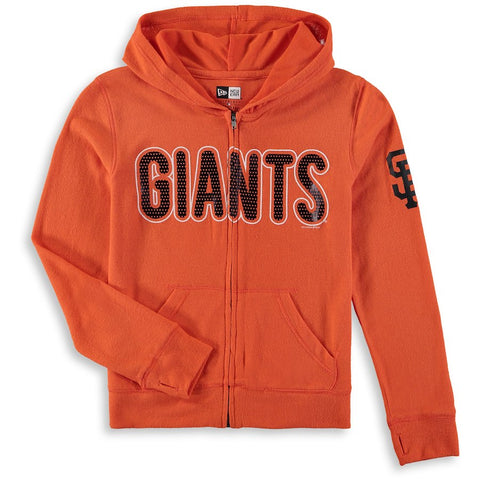 San Francisco Giants 5th & Ocean by New Era Girls Youth Brushed Sweater Knit Tri-Blend Full-Zip Hoodie