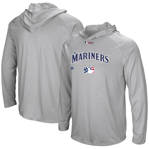Seattle Mariners Majestic 2018 Stars & Stripes Authentic Ultra-Light Pullover Hoodie