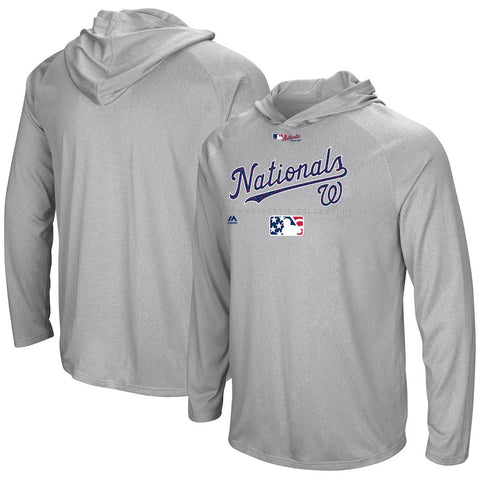 Washington Nationals Majestic 2018 Stars & Stripes Authentic Ultra-Light Pullover Hoodie
