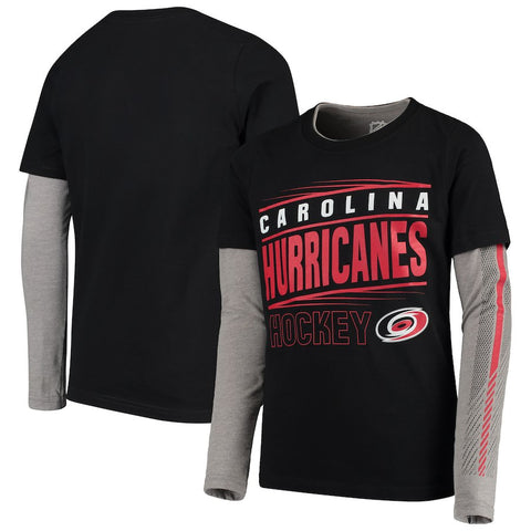 Carolina Hurricanes Youth Binary 2-In-1 Long Sleeve/Short Sleeve T-Shirt Set