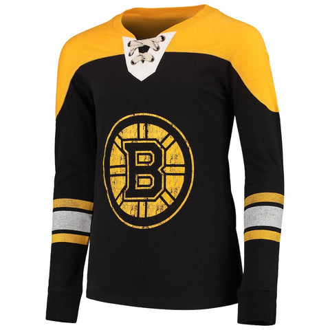 Boston Bruins Youth Perennial Hockey Lace-Up Crew Sweatshirt