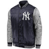 New York Yankees   Iconic Satin Jacket - Navy/Silver
