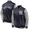 New York Yankees   Iconic Satin Jacket - Navy/Silver