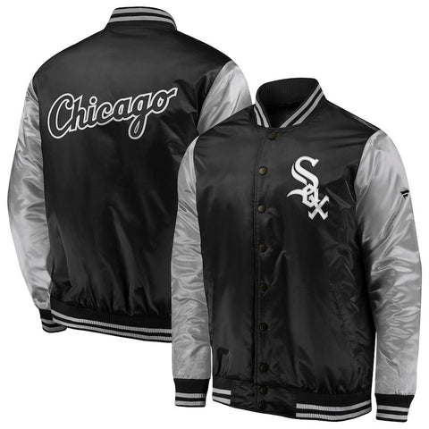 Chicago White Sox   Iconic Satin Jacket - Black/Silver