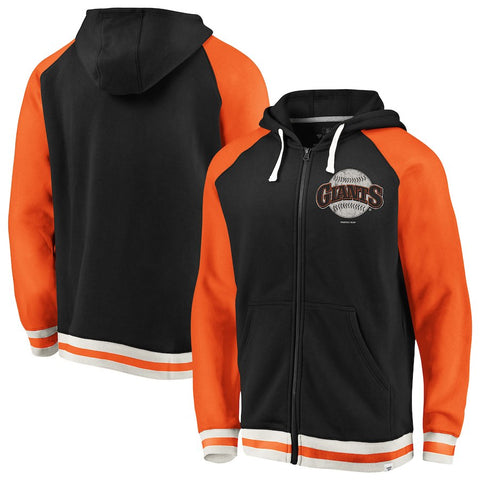 San Francisco Giants   True Classics Stripe Full-Zip Fleece Hoodie - Black