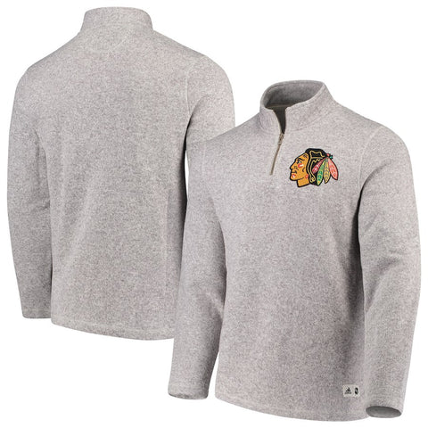 Chicago Blackhawks Team Logo Quarter-Zip Pullover Jacket - Gray