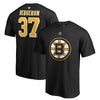 Patrice Bergeron Boston Bruins   Authentic Stack Logo Name & Number T-Shirt