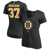 Patrice Bergeron Boston Bruins   Women's Authentic Stack Name & Number V-Neck T-Shirt