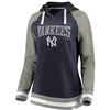 New York Yankees   Women's True Classics Stripe Pullover Hoodie - Navy