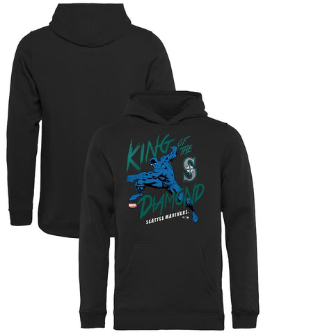 Seattle Mariners   Youth MLB Marvel Black Panther King of the Diamond Pullover Hoodie
