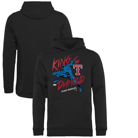 Texas Rangers   Youth MLB Marvel Black Panther King of the Diamond Pullover Hoodie
