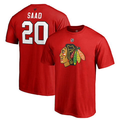 Brandon Saad Chicago Blackhawks   Authentic Stack Logo Name & Number T-Shirt