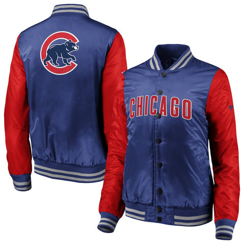 Chicago Cubs   Women's Iconic Satin Jacket - Royal/Red
