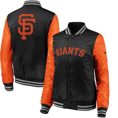 San Francisco Giants   Women's Iconic Satin Jacket - Black/Orange