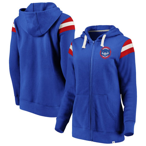 Chicago Cubs   Women's True Classics Stripe Full-Zip Fleece Hoodie