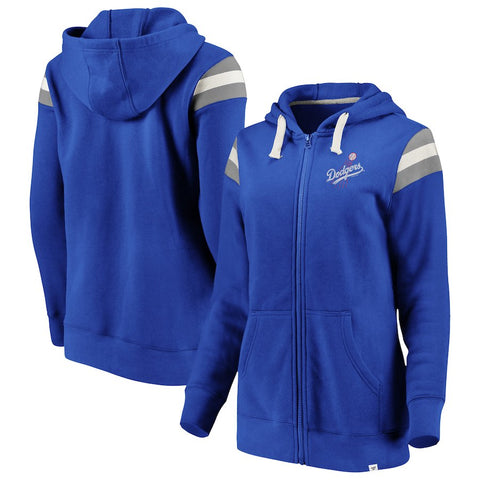 Los Angeles Dodgers   Women's True Classics Stripe Full-Zip Fleece Hoodie