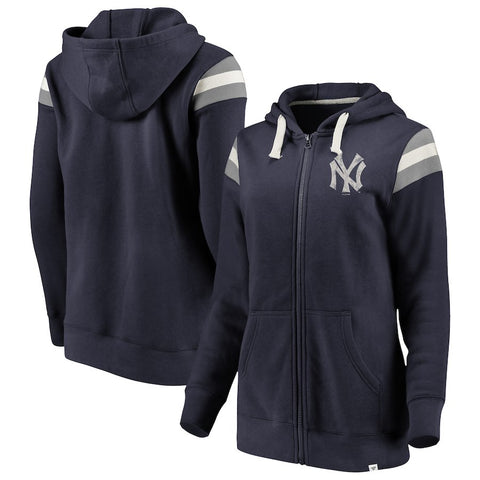 New York Yankees   Women's True Classics Stripe Full-Zip Fleece Hoodie