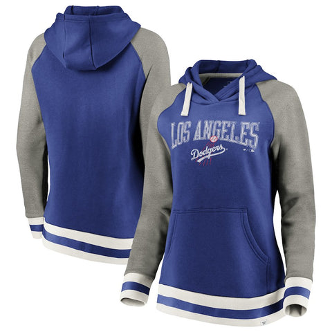Los Angeles Dodgers   Women's True Classics Stripe Pullover Hoodie - Royal