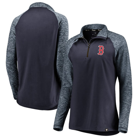Boston Red Sox   Women's Made to Move Raglan Sleeve Quarter-Zip Pullover Jacket - Navy