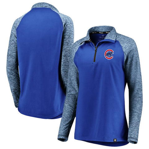 Chicago Cubs   Women's Made to Move Raglan Sleeve Quarter-Zip Pullover Jacket - Royal