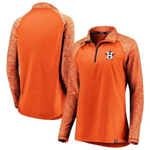 Houston Astros   Women's Made to Move Raglan Sleeve Quarter-Zip Pullover Jacket - Orange