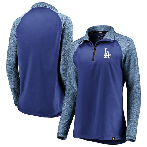 Los Angeles Dodgers   Women's Made to Move Raglan Sleeve Quarter-Zip Pullover Jacket - Royal