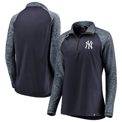 New York Yankees   Women's Made to Move Raglan Sleeve Quarter-Zip Pullover Jacket - Navy