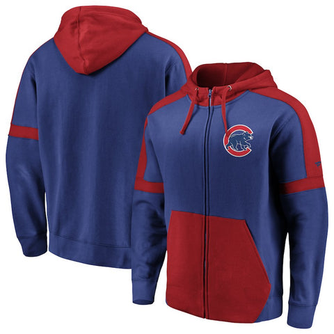 Chicago Cubs   Big & Tall Iconic Color Block Full-Zip Hoodie - Royal/Red