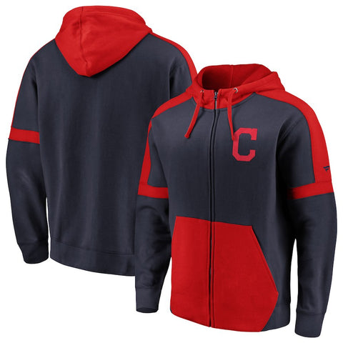 Cleveland Indians   Big & Tall Iconic Color Block Full-Zip Hoodie - Navy/Red