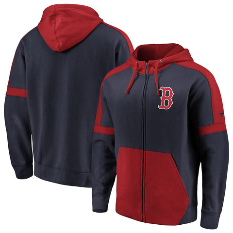 Boston Red Sox   Big & Tall Iconic Color Block Full-Zip Hoodie - Navy/Red