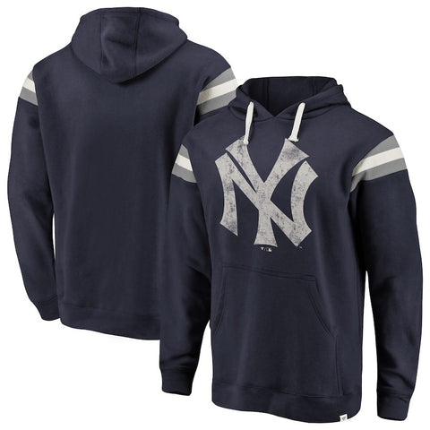 New York Yankees   Big & Tall True Classics Retro Stripe Pullover Hoodie - Navy