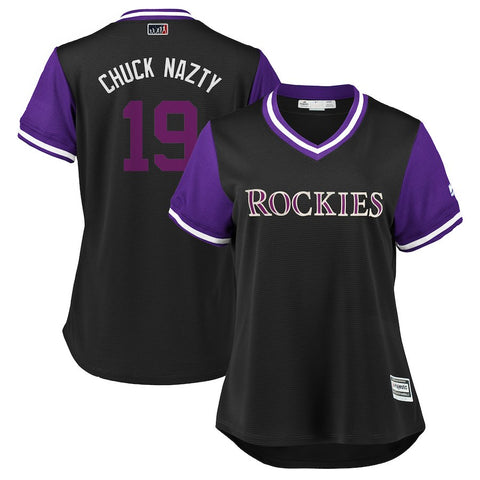 Charlie Blackmon "Chuck Nazty" Colorado Rockies Majestic Women's 2018 Players' Weekend Cool Base Jersey
