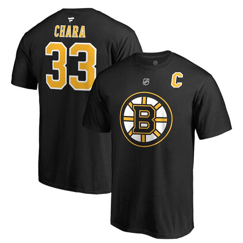 Zdeno Chara Boston Bruins   Authentic Stack Logo Name & Number T-Shirt