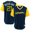 Travis Shaw "Mayor-DDC" Milwaukee Brewers Majestic 2018 Players' Weekend Cool Base Jersey