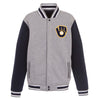 Milwaukee Brewers JH Design Embroidered Reversible Full Snap Fleece Jacket