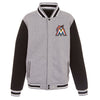 Miami Marlins JH Design Embroidered Reversible Full Snap Fleece Jacket