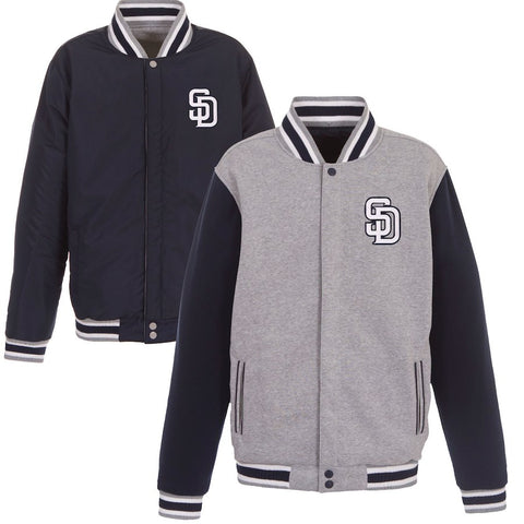 San Diego Padres JH Design Embroidered Reversible Full Snap Fleece Jacket