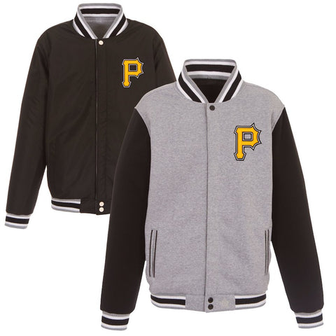 Pittsburgh Pirates JH Design Embroidered Reversible Full Snap Fleece Jacket