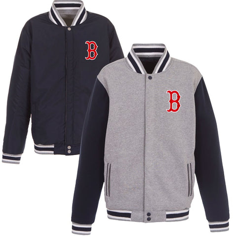 Boston Red Sox JH Design Embroidered Reversible Full Snap Fleece Jacket