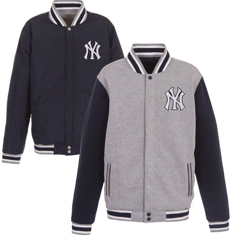 New York Yankees JH Design Embroidered Reversible Full Snap Fleece Jacket