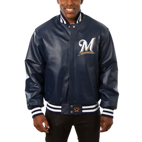 Milwaukee Brewers JH Design Classic Leather Team Jacket