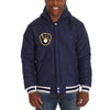 Milwaukee Brewers JH Design Heavyweight Reversible Full Snap Hoodie