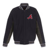 Atlanta Braves JH Design Wool Poly-Twill Accent Full Snap Jacket