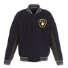 Milwaukee Brewers JH Design Wool Poly-Twill Accent Full Snap Jacket