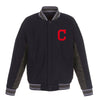 Cleveland Indians JH Design Wool Poly-Twill Accent Full Snap Jacket