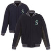 Seattle Mariners JH Design Wool Poly-Twill Accent Full Snap Jacket