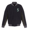 Seattle Mariners JH Design Wool Poly-Twill Accent Full Snap Jacket