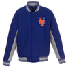 New York Mets JH Design Wool Poly-Twill Accent Full Snap Jacket